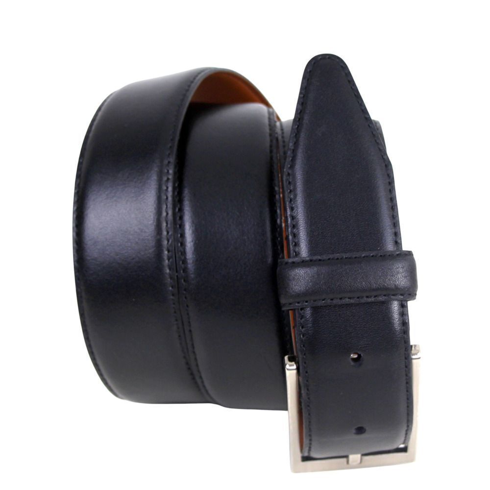 Nordstrom BLACK GENUINE LEATHER 1 3/8"Wd STITCH CASUAL DRESS MEN'S BELT 38 (G56